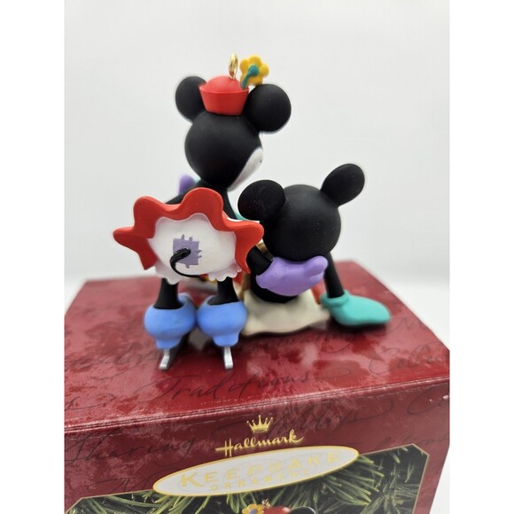1997 MICKEY MOUSE MINNIE New Pair of Skates Disney Hallmark Christmas Ornament - Picture 5 of 11